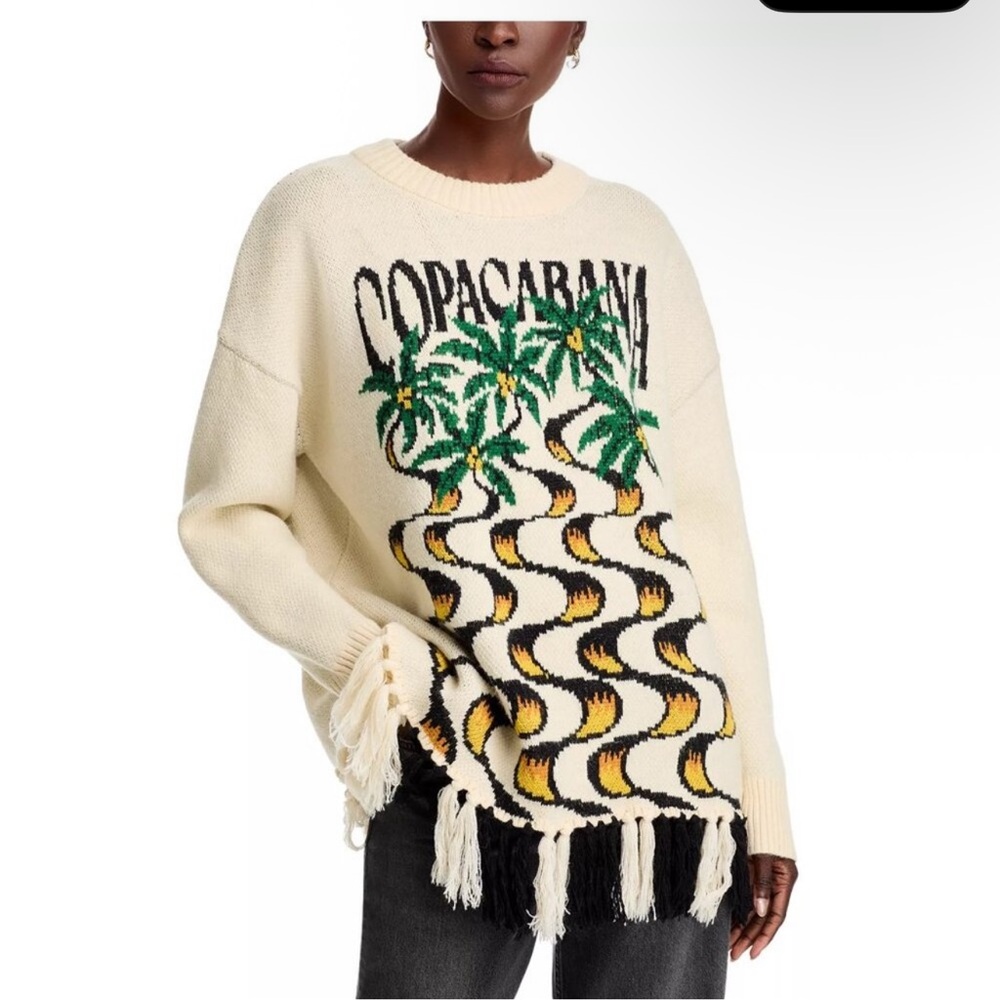 Farm Rio NWT Graphic Fringe Sweater L